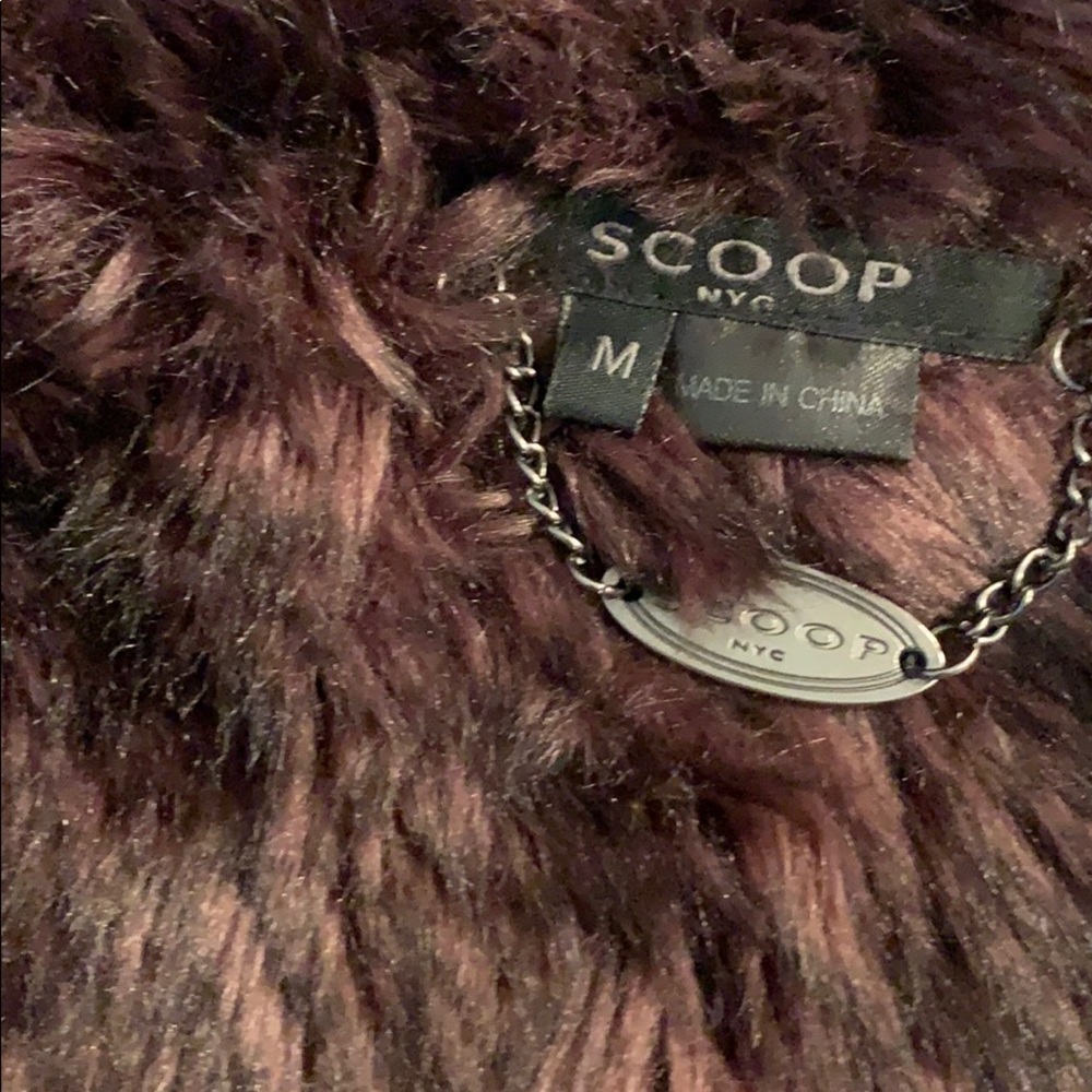 SCOOP NYC Wine Color Jacket With Faux Fur